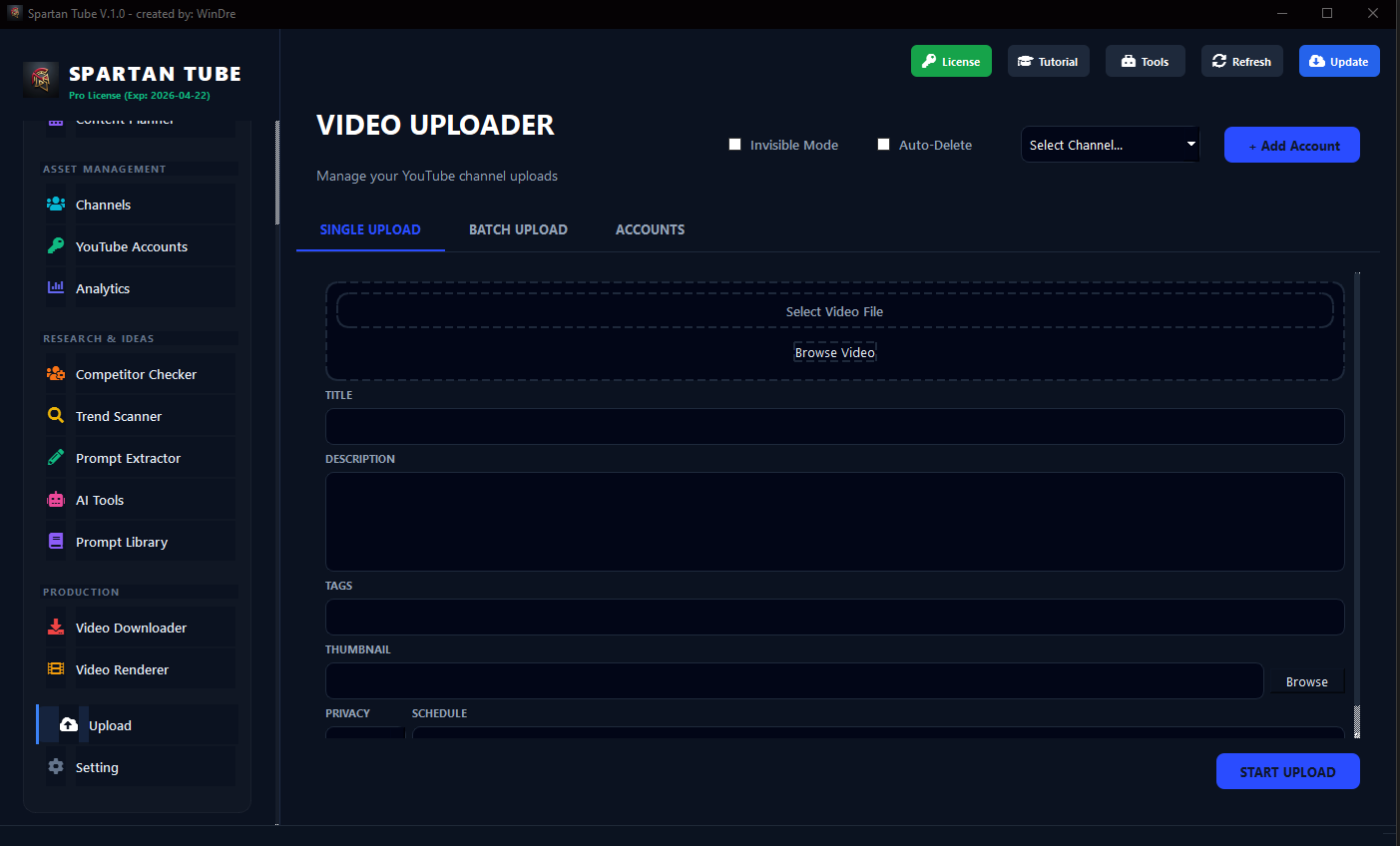 Auto Upload Spartan Tube
