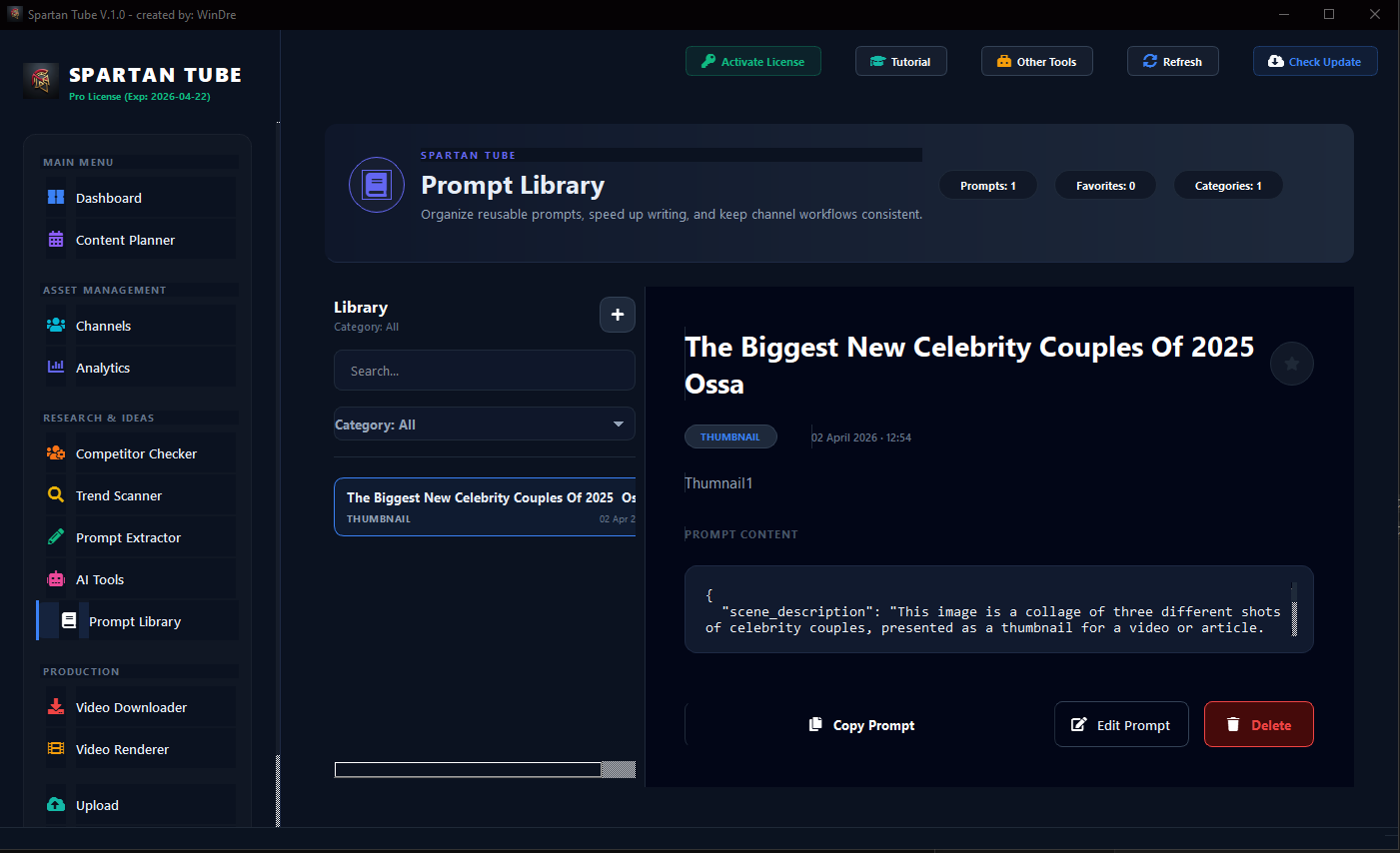 Prompt Library Spartan Tube